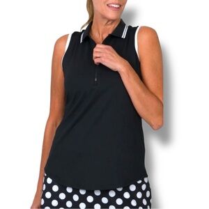 JOFIT Women’s Racerback Sleeveless Golf Polo - Black /White XXL